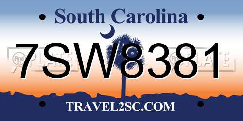 7SW8381 South Carolina License Plate