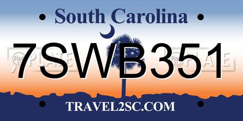 7SWB351 South Carolina License Plate
