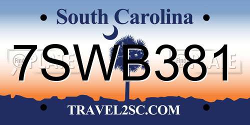 7SWB381 South Carolina License Plate