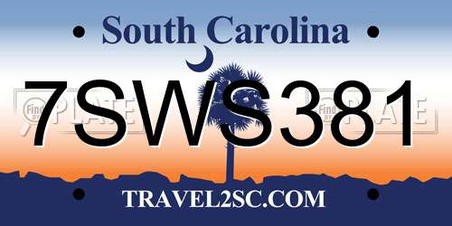 7SWS381 South Carolina License Plate