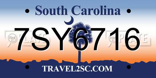 7SY6716 South Carolina License Plate