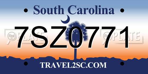 7SZ0771 South Carolina License Plate