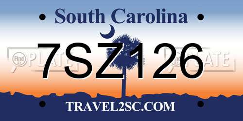 7SZ126 South Carolina License Plate