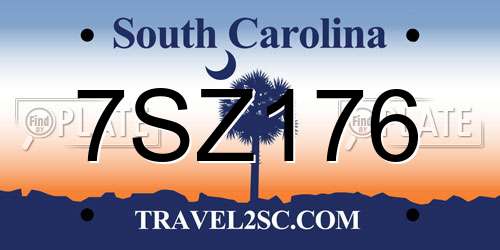 7SZ176 South Carolina License Plate