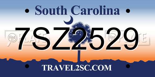 7SZ2529 South Carolina License Plate