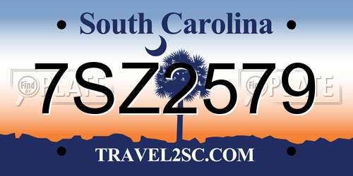 7SZ2579 South Carolina License Plate