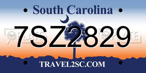 7SZ2829 South Carolina License Plate