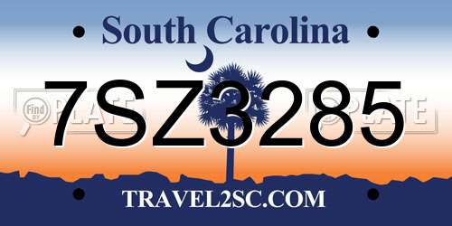7SZ3285 South Carolina License Plate