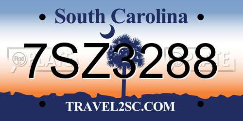 7SZ3288 South Carolina License Plate