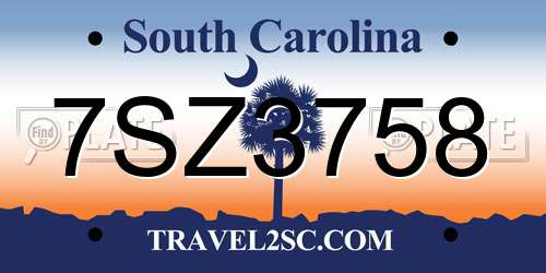 7SZ3758 South Carolina License Plate