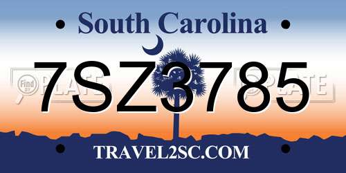 7SZ3785 South Carolina License Plate