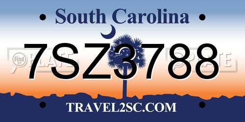 7SZ3788 South Carolina License Plate