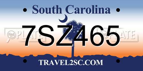 7SZ465 South Carolina License Plate