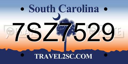 7SZ7529 South Carolina License Plate
