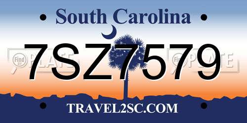 7SZ7579 South Carolina License Plate