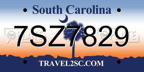 7SZ7829 South Carolina License Plate