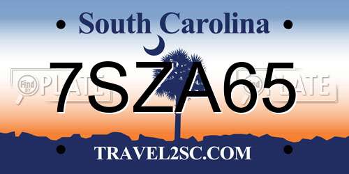 7SZA65 South Carolina License Plate