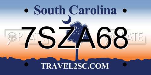 7SZA68 South Carolina License Plate