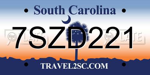7SZD221 South Carolina License Plate
