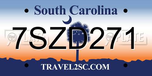 7SZD271 South Carolina License Plate