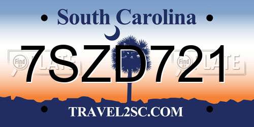 7SZD721 South Carolina License Plate