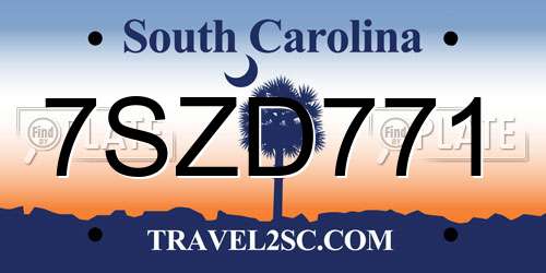 7SZD771 South Carolina License Plate