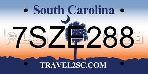 7SZE288 South Carolina License Plate