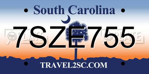 7SZE755 South Carolina License Plate