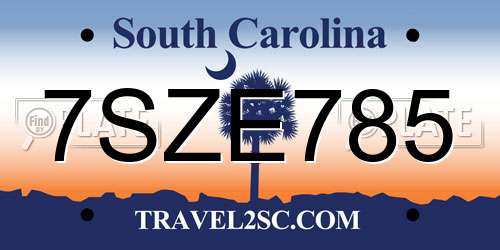 7SZE785 South Carolina License Plate