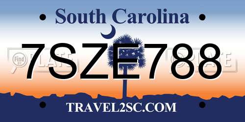 7SZE788 South Carolina License Plate