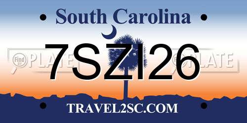 7SZI26 South Carolina License Plate