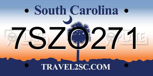 7SZO271 South Carolina License Plate