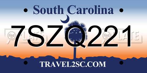 7SZQ221 South Carolina License Plate