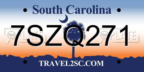 7SZQ271 South Carolina License Plate