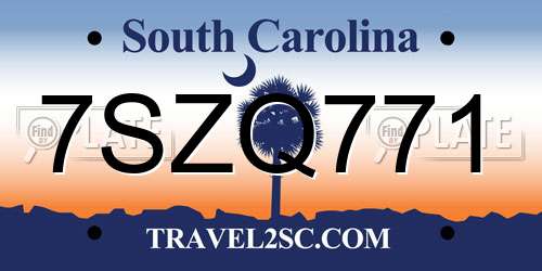 7SZQ771 South Carolina License Plate