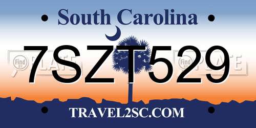 7SZT529 South Carolina License Plate