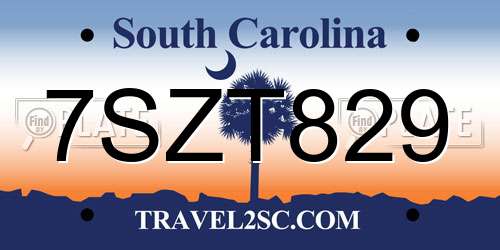 7SZT829 South Carolina License Plate