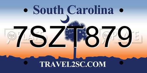 7SZT879 South Carolina License Plate