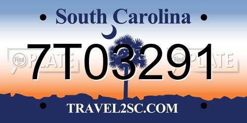 7T03291 South Carolina License Plate
