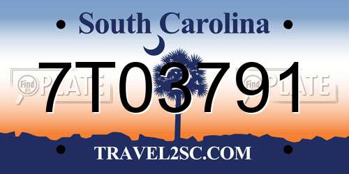 7T03791 South Carolina License Plate