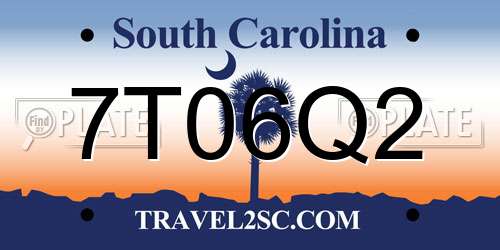 7T06Q2 South Carolina License Plate