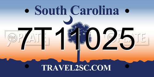 7T11025 South Carolina License Plate