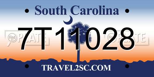 7T11028 South Carolina License Plate