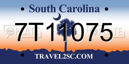 7T11075 South Carolina License Plate