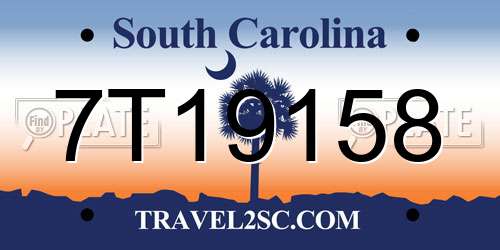 7T19158 South Carolina License Plate