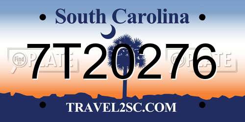 7T20276 South Carolina License Plate