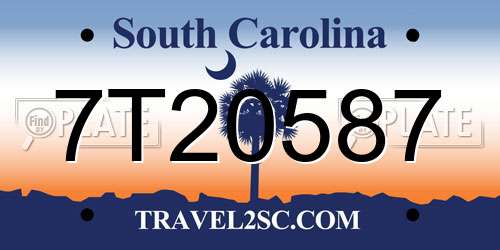 7T20587 South Carolina License Plate
