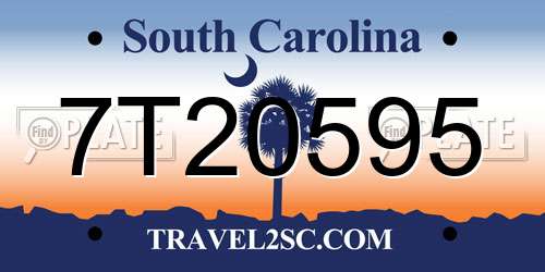 7T20595 South Carolina License Plate