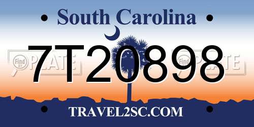 7T20898 South Carolina License Plate