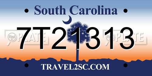 7T21313 South Carolina License Plate